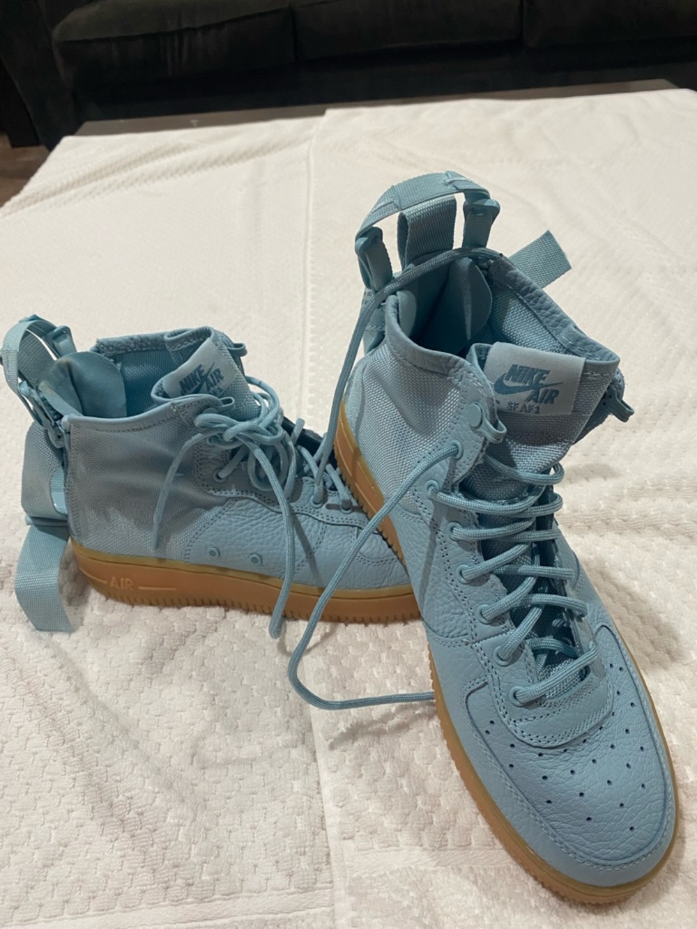 Nike Light Blue High-Top Sneakers with Gum Sole